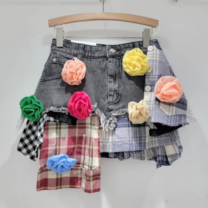 Patchflare Denim Skirt