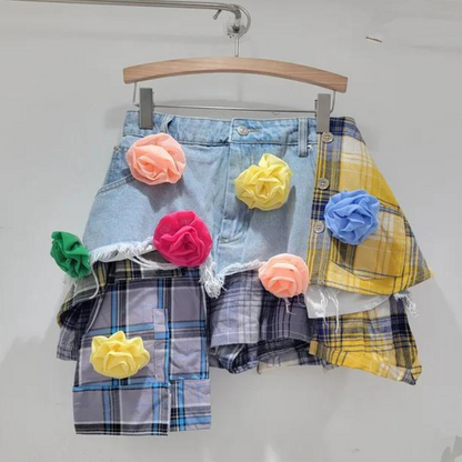 Patchflare Denim Skirt