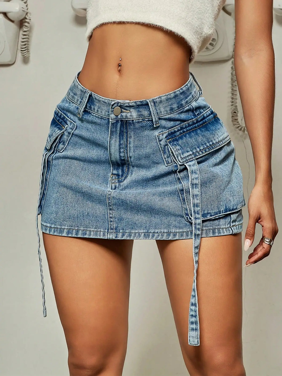 Indigo Utility Mini Skirt