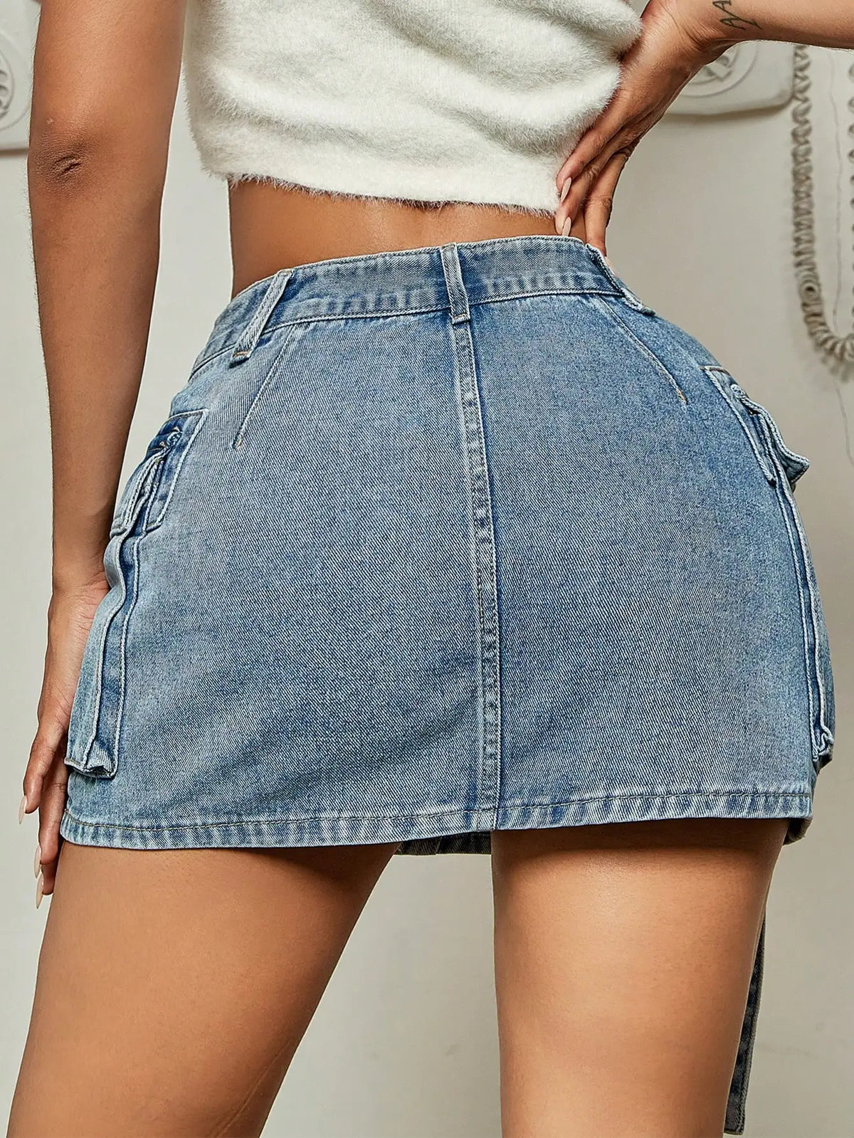 Indigo Utility Mini Skirt