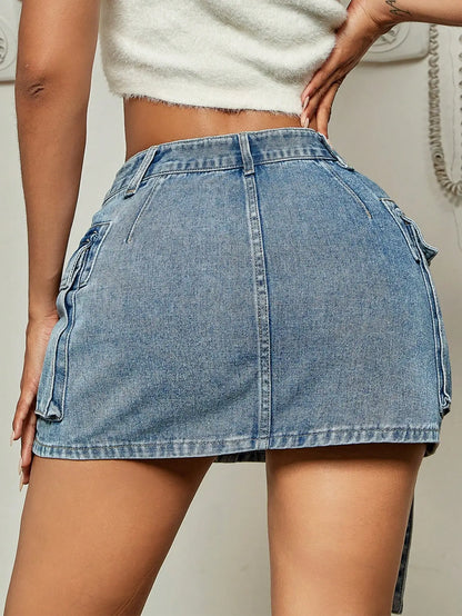 Indigo Utility Mini Skirt