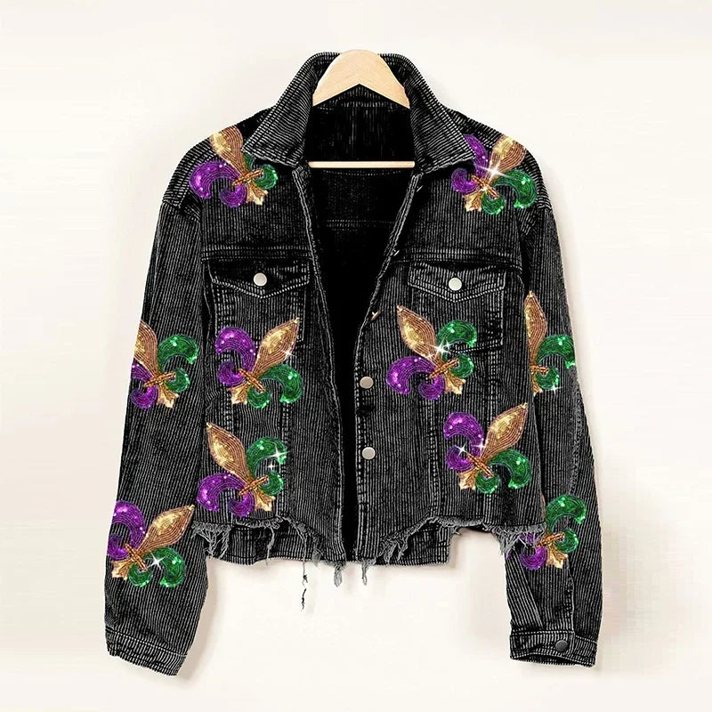 Fleur Sequin Corduroy Coat