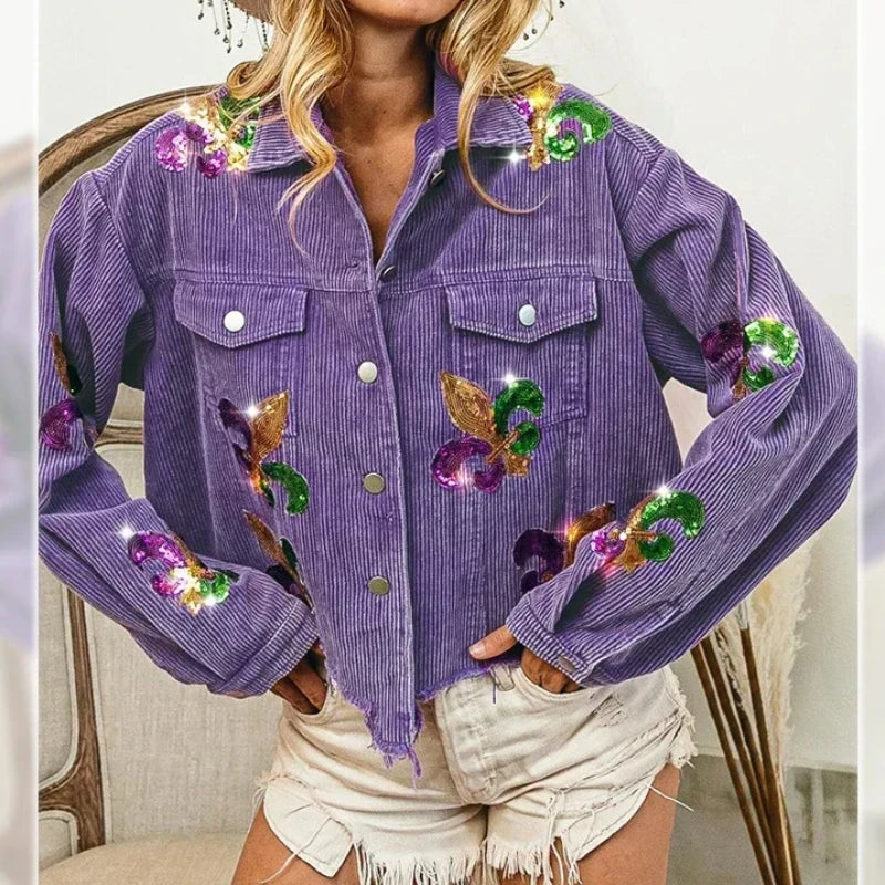 Fleur Sequin Corduroy Coat