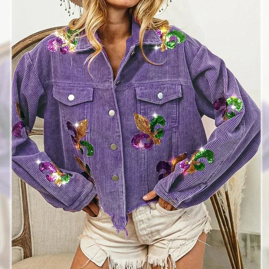 Fleur Sequin Corduroy Coat