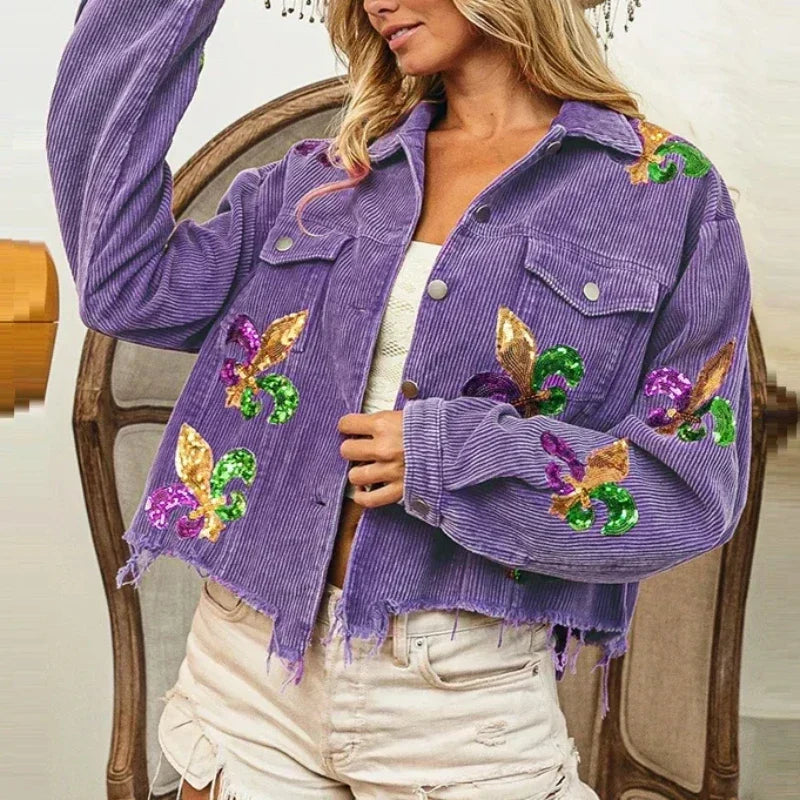 Fleur Sequin Corduroy Coat