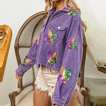 Fleur Sequin Corduroy Coat