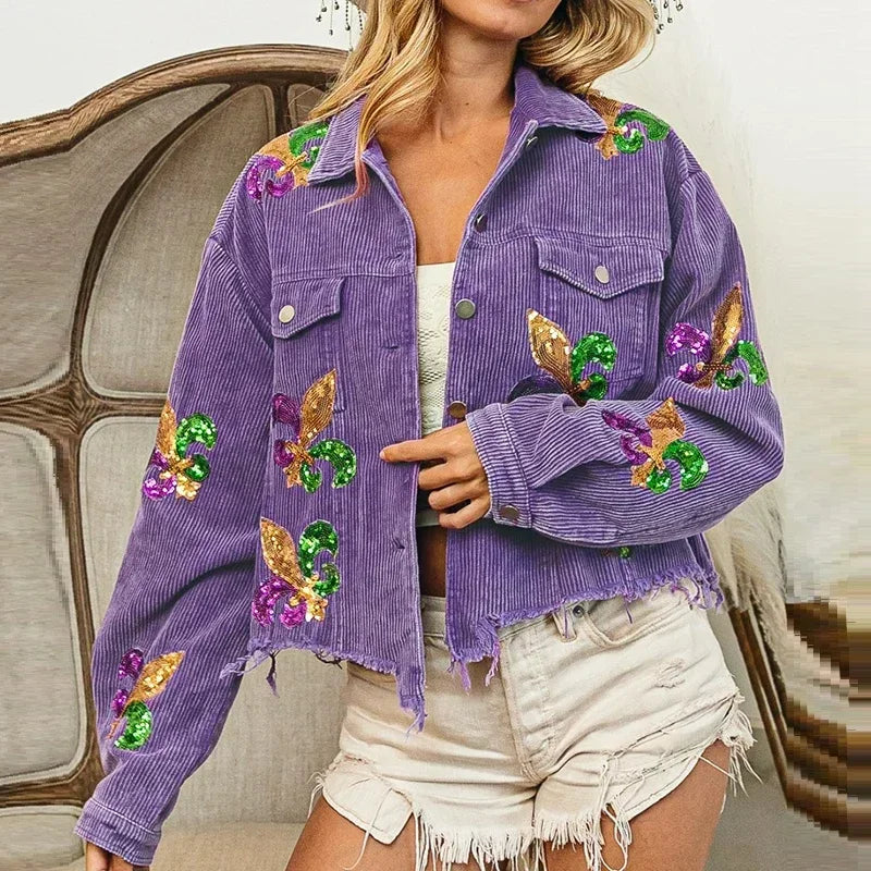 Fleur Sequin Corduroy Coat