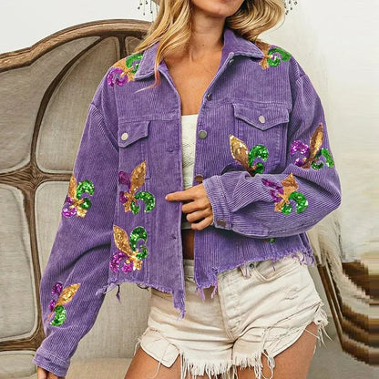 Fleur Sequin Corduroy Coat