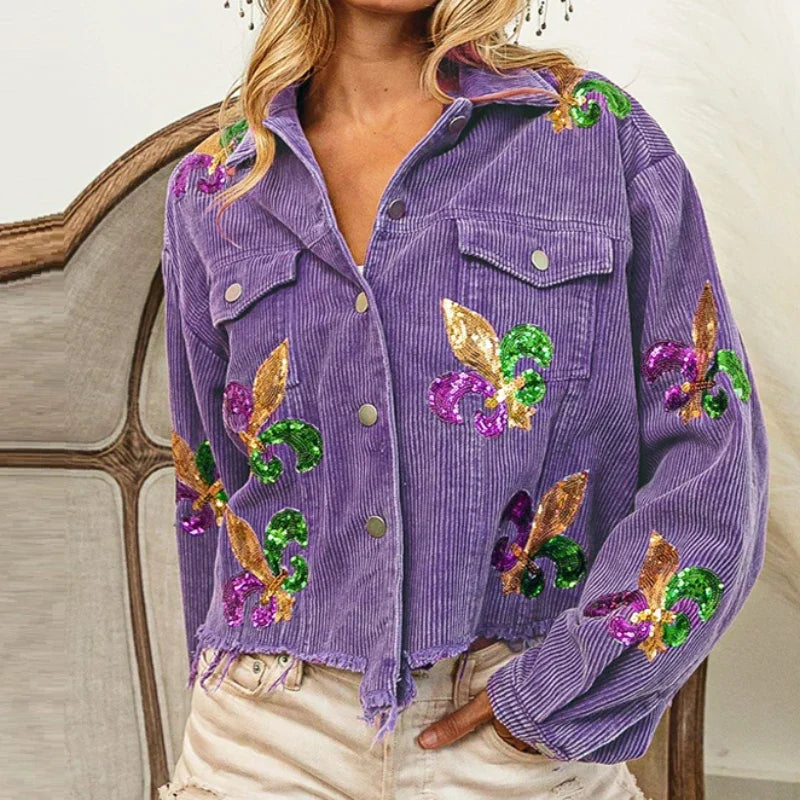 Fleur Sequin Corduroy Coat