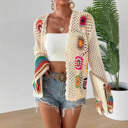 Elara Rainbow Crochet Cardigan