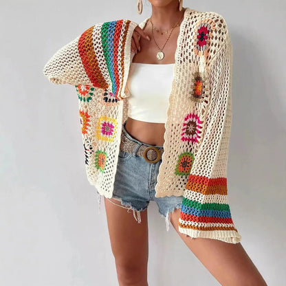 Elara Rainbow Crochet Cardigan